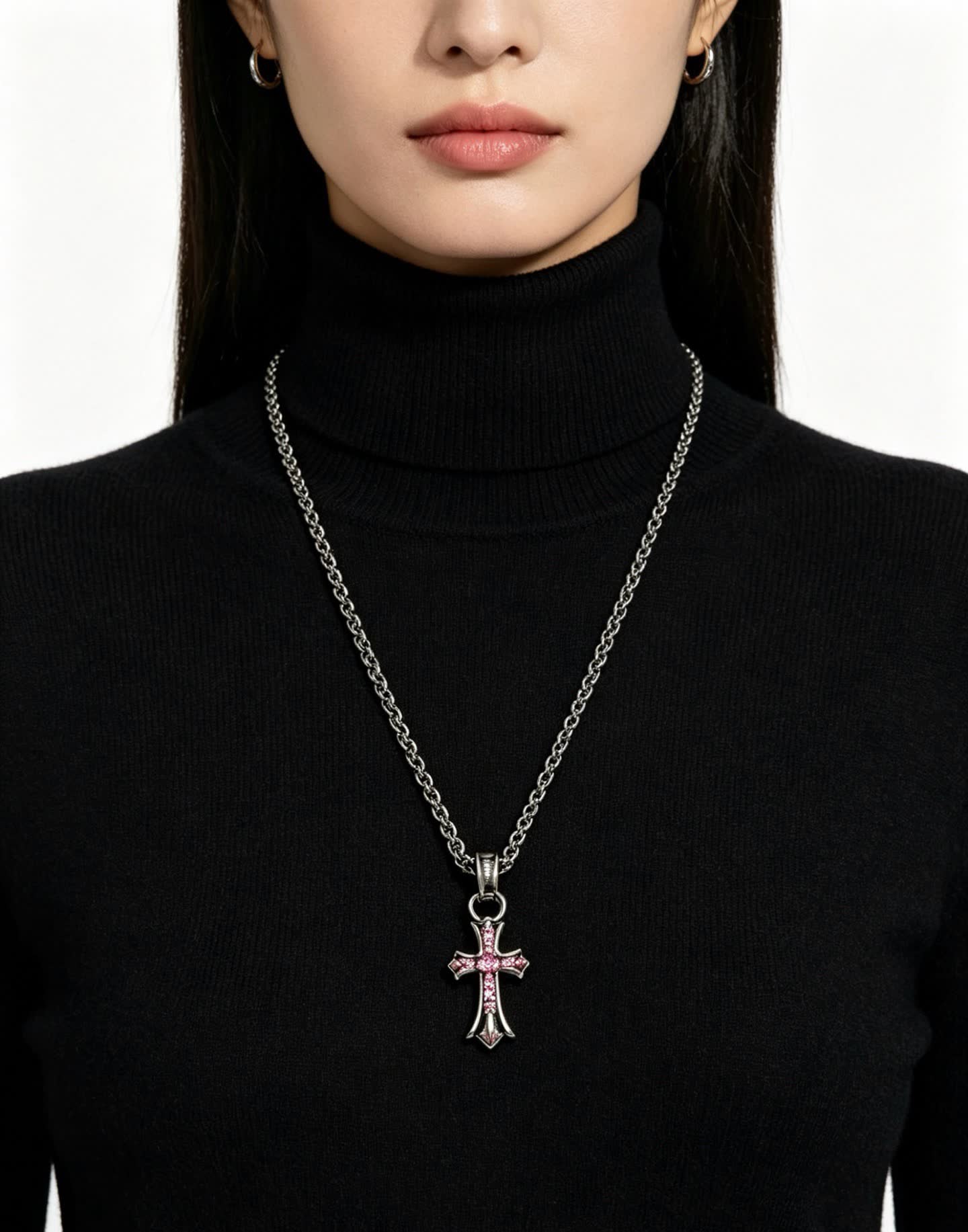 Chrome Hearts Bling Jewelry Cross Pendant Necklace
